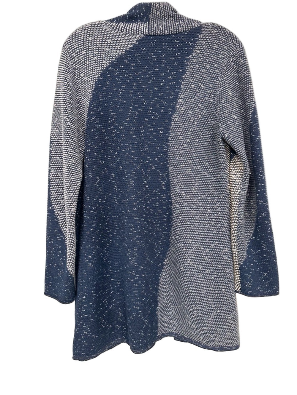 NIC+ZOE Blue Knit Cardigan Open Front Medium Textured Coastal Style Casual - Picture 3 of 11